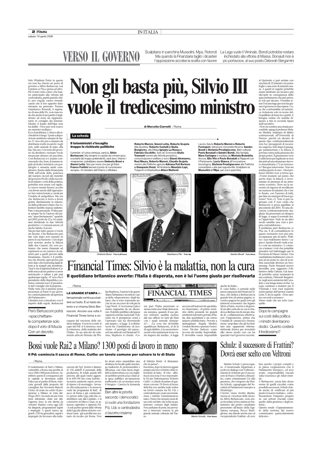 Financialtimes:Silvioèlamalattia,Nonlacura VERSO IL GOVERNO