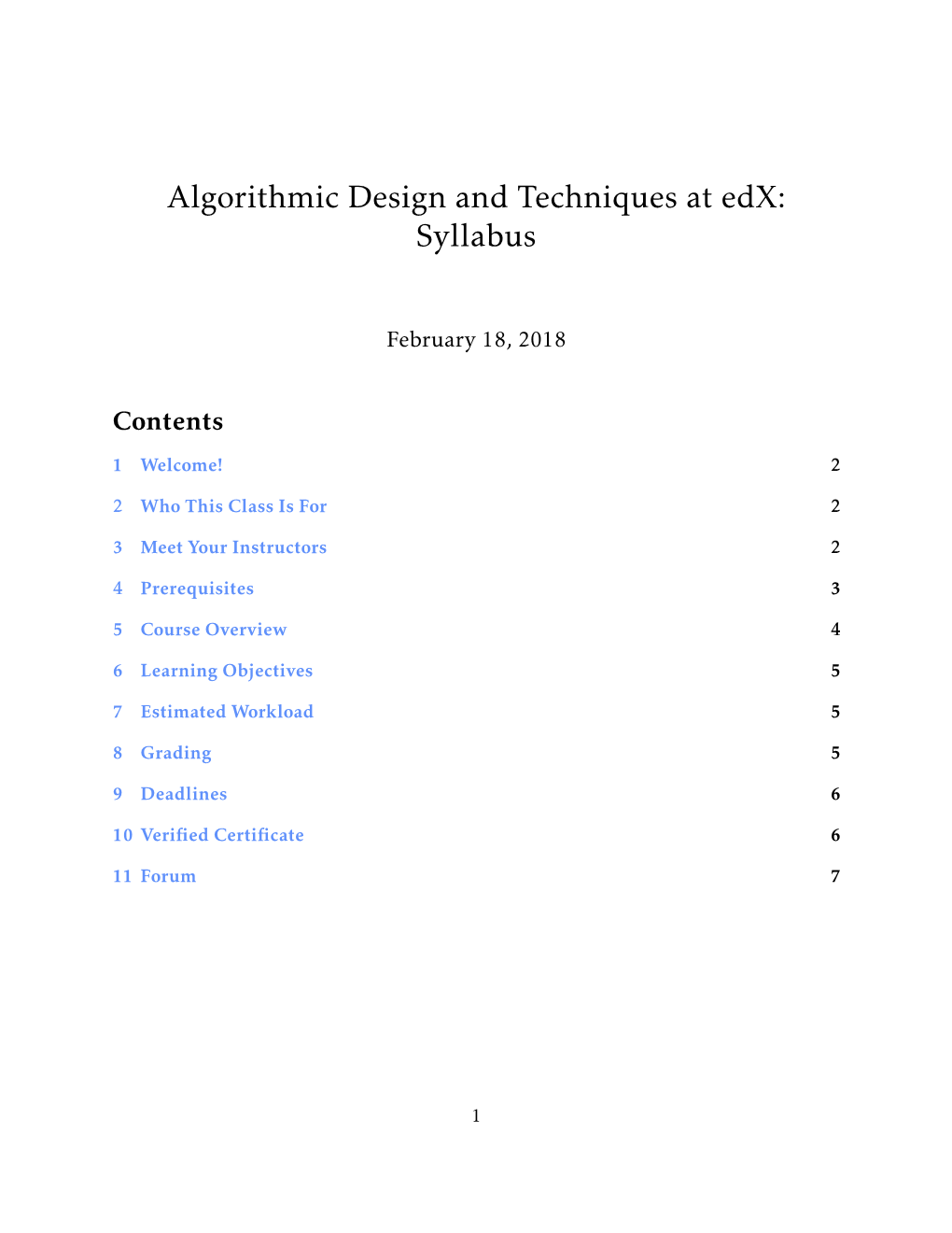 Algorithmic Design and Techniques at Edx: Syllabus