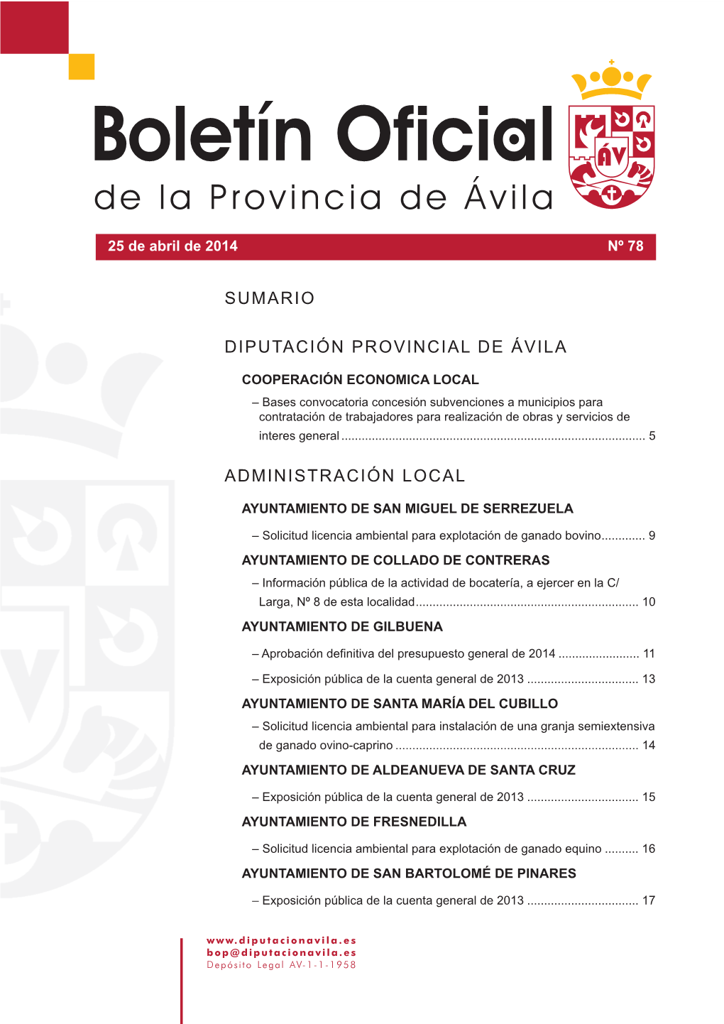 Diputación Provincial De Ávila Administración Local