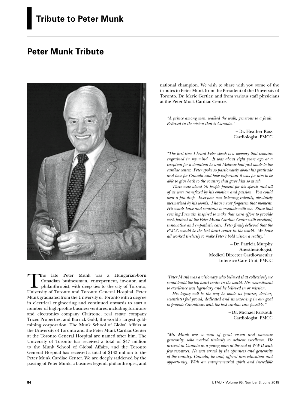 Tribute to Peter Munk