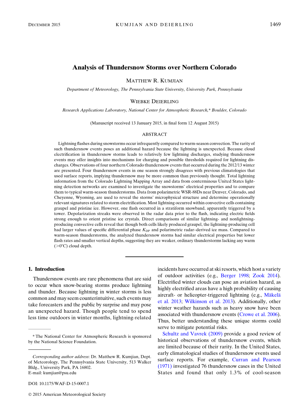 Analysis of Thundersnow Storms Over Northern Colorado