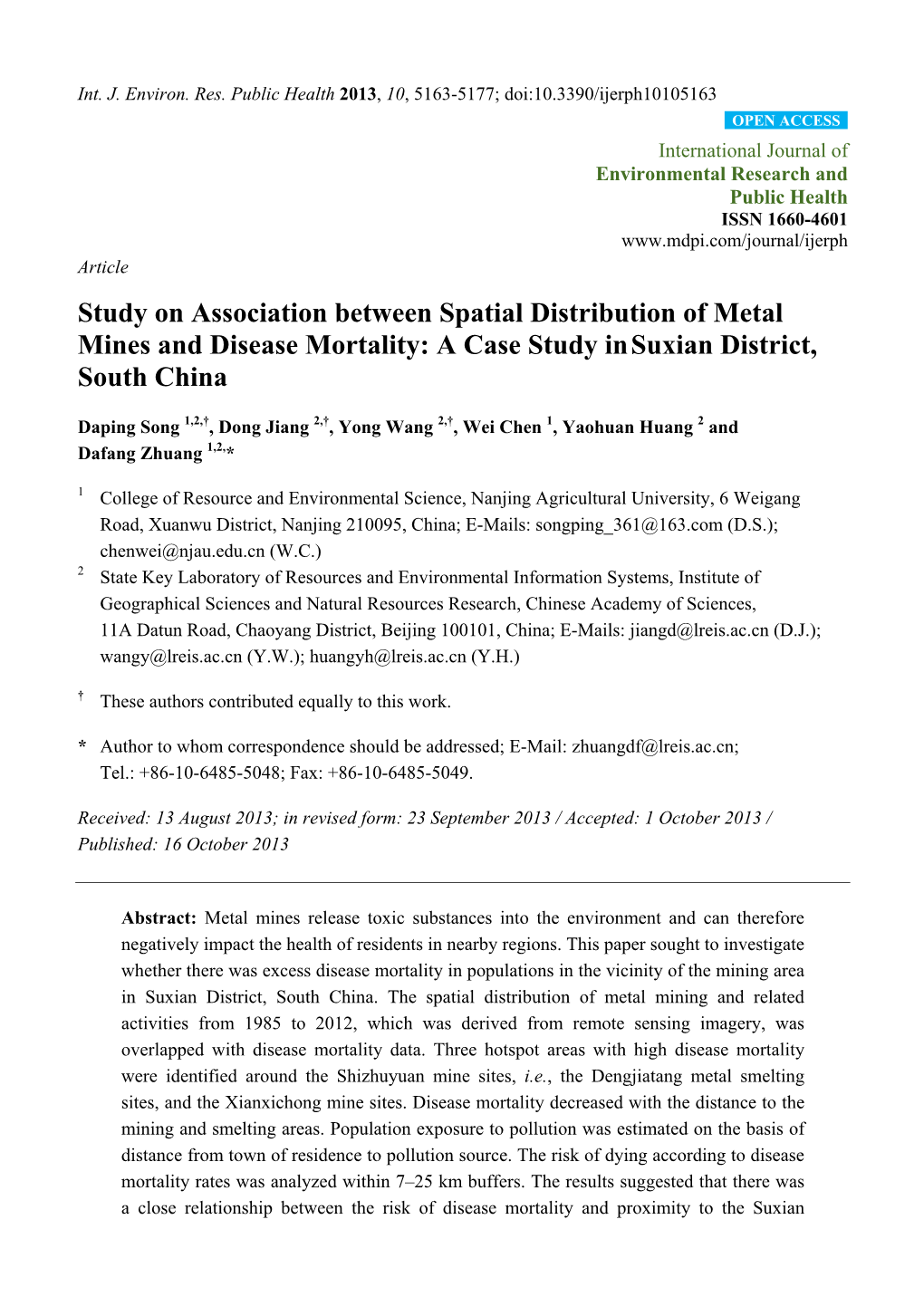 Study on Association Between Spatial Distribution of Metal