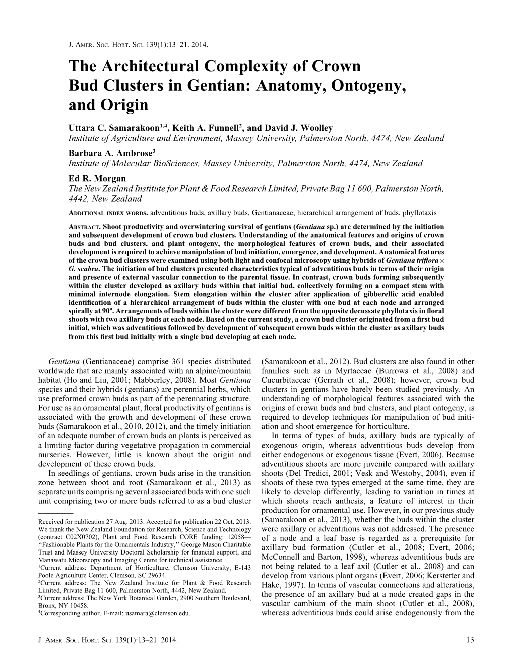 The Architectural Complexity of Crown Bud Clusters in Gentian: Anatomy, Ontogeny, and Origin