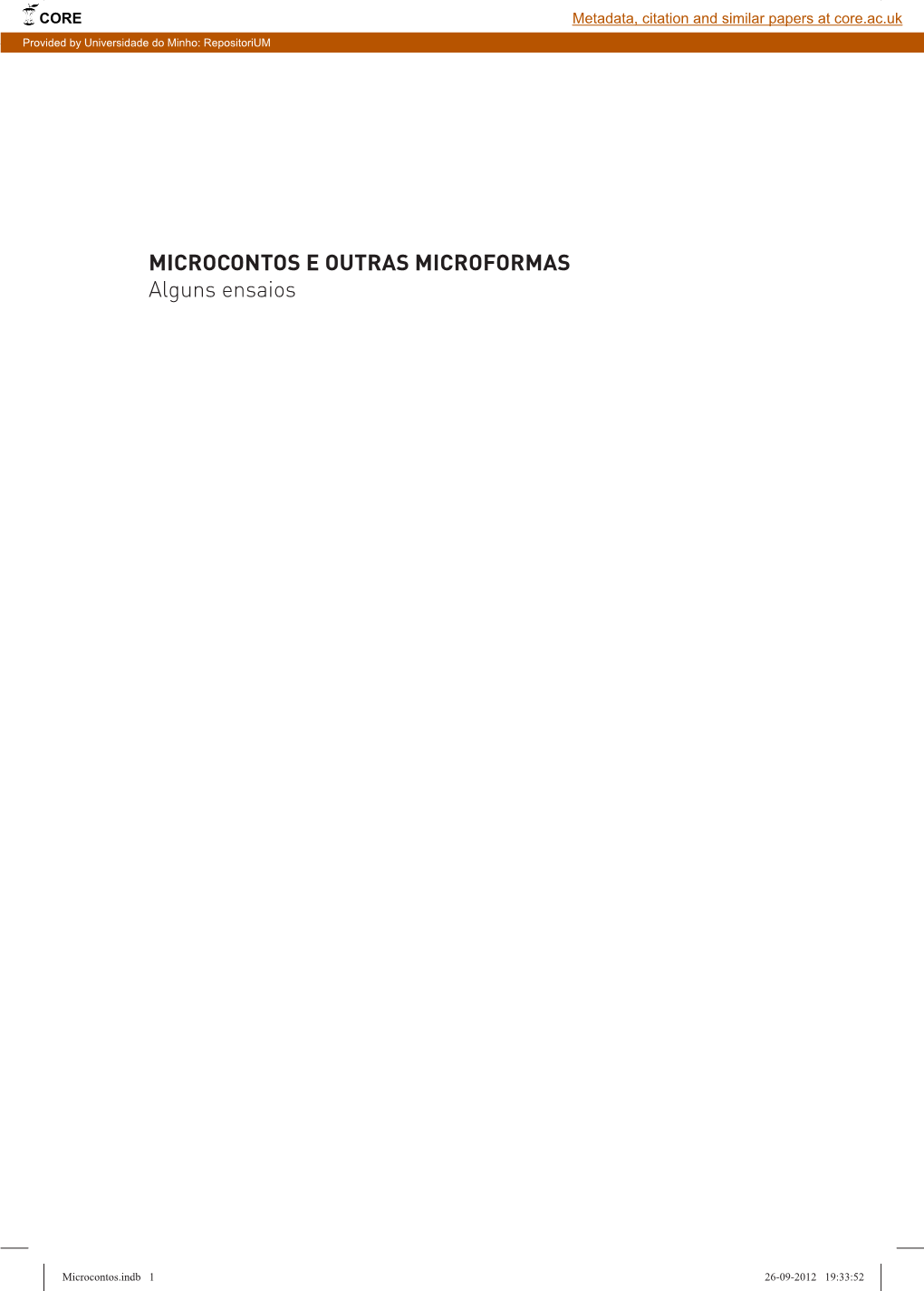 MICROCONTOS E OUTRAS MICROFORMAS Alguns Ensaios