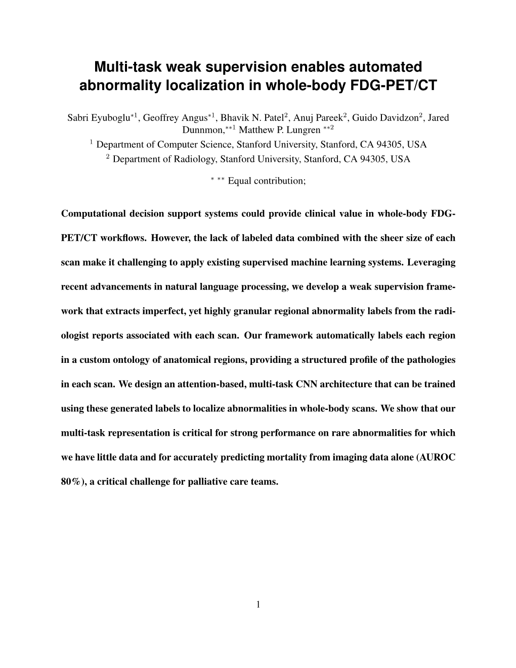 Multi-Task Weak Supervision Enables Automated Abnormality Localization in Whole-Body FDG-PET/CT