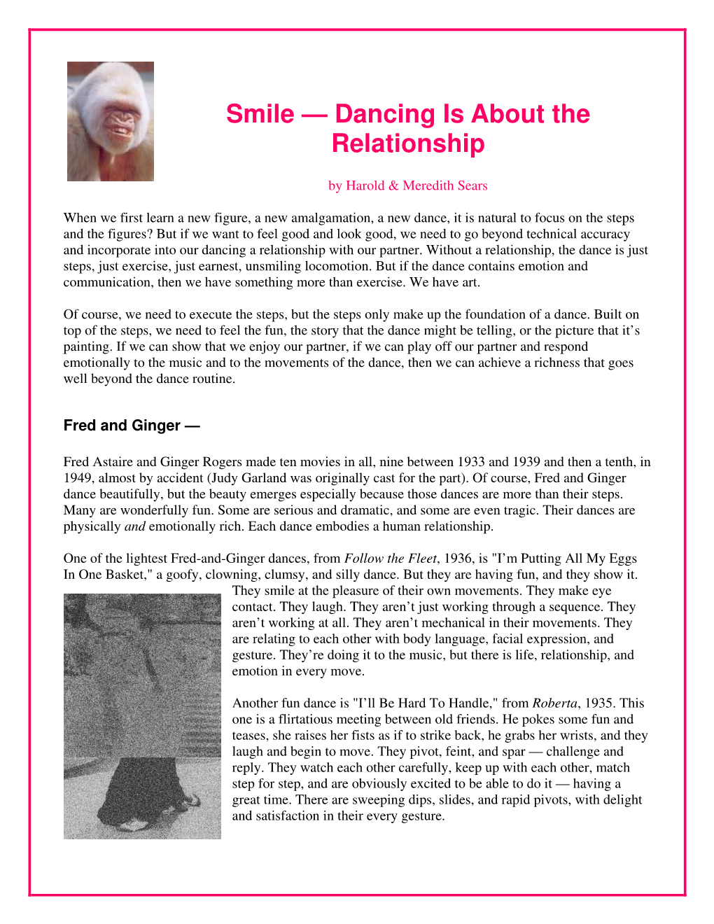 Smile — Dancing Is About the Relationship