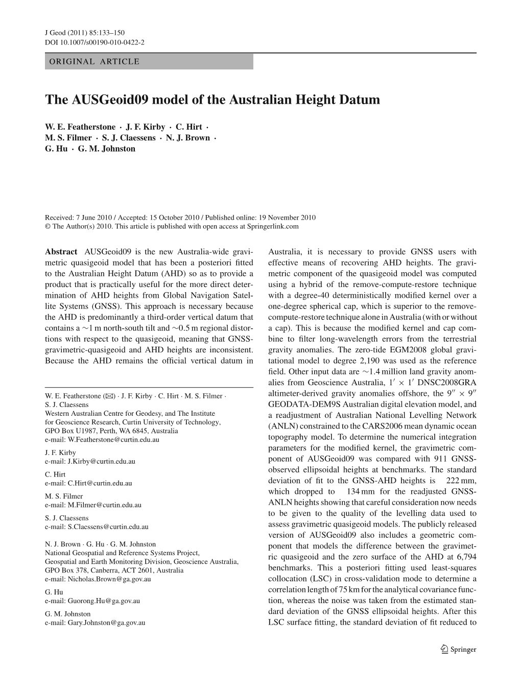 The Ausgeoid09 Model of the Australian Height Datum