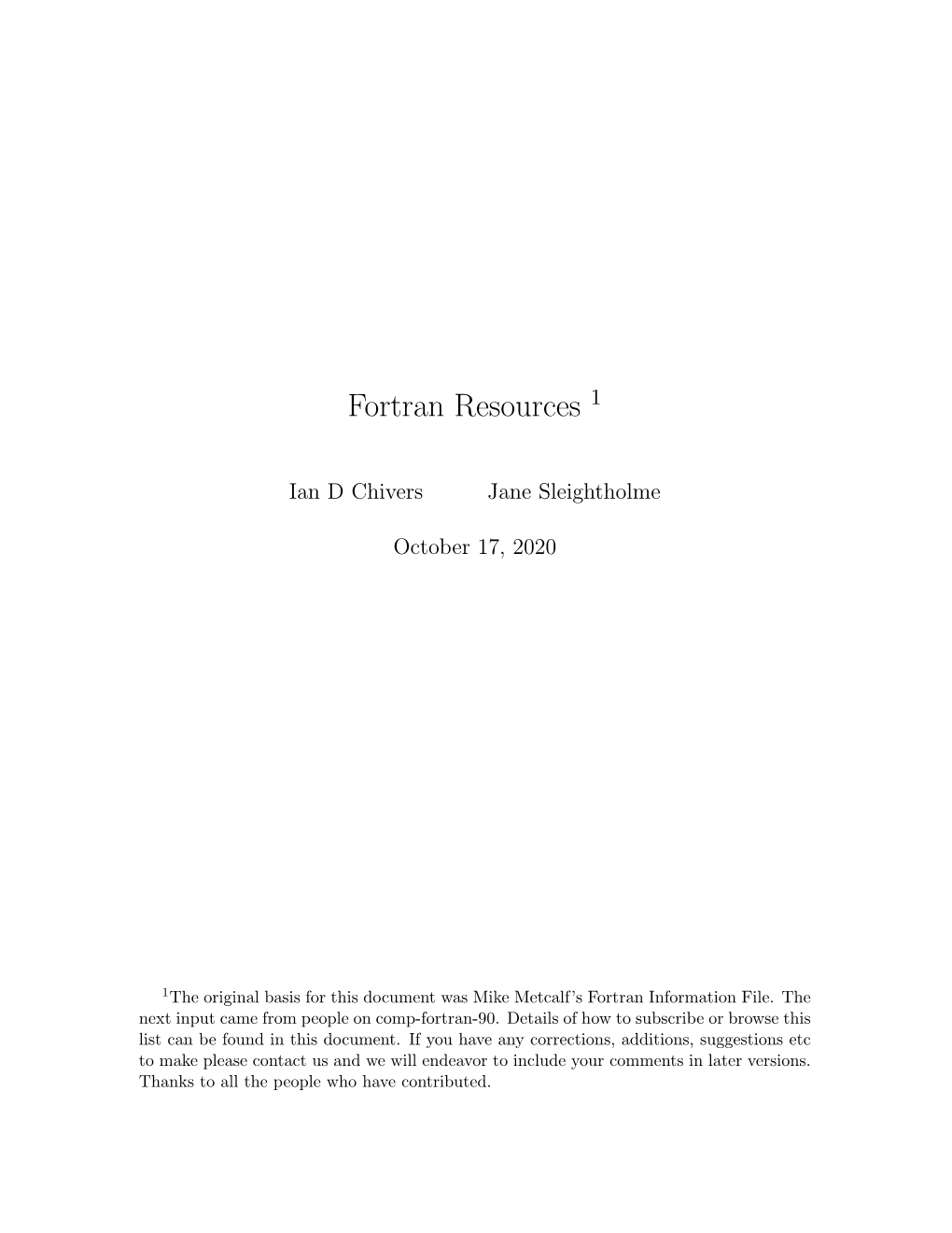 Fortran Resources 1