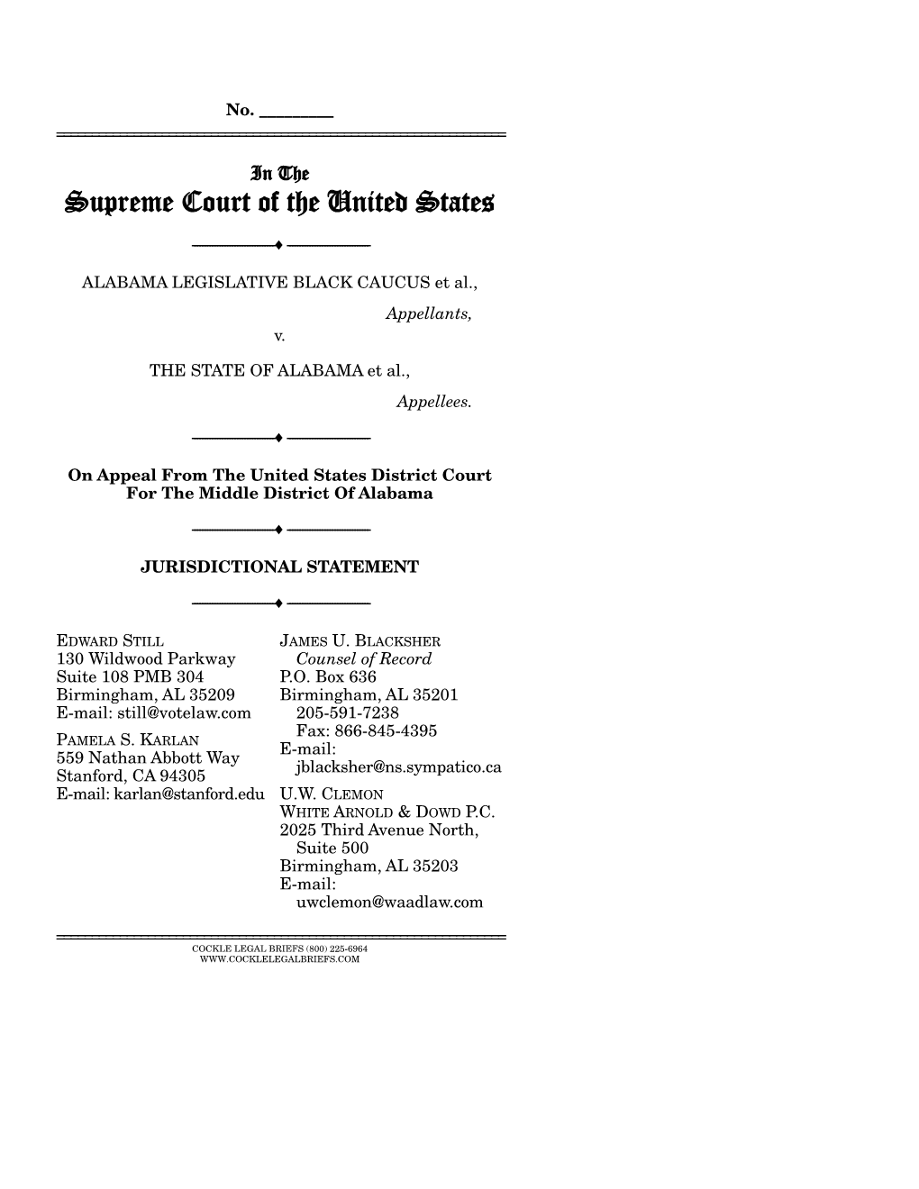 Alabama Legislative Black Caucus V. Alabama, ___ F.Supp.3D ___, 2013 WL 3976626 (M.D