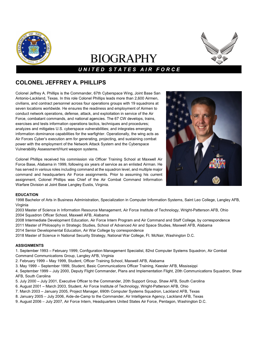 Colonel Jeffrey A. Phillips