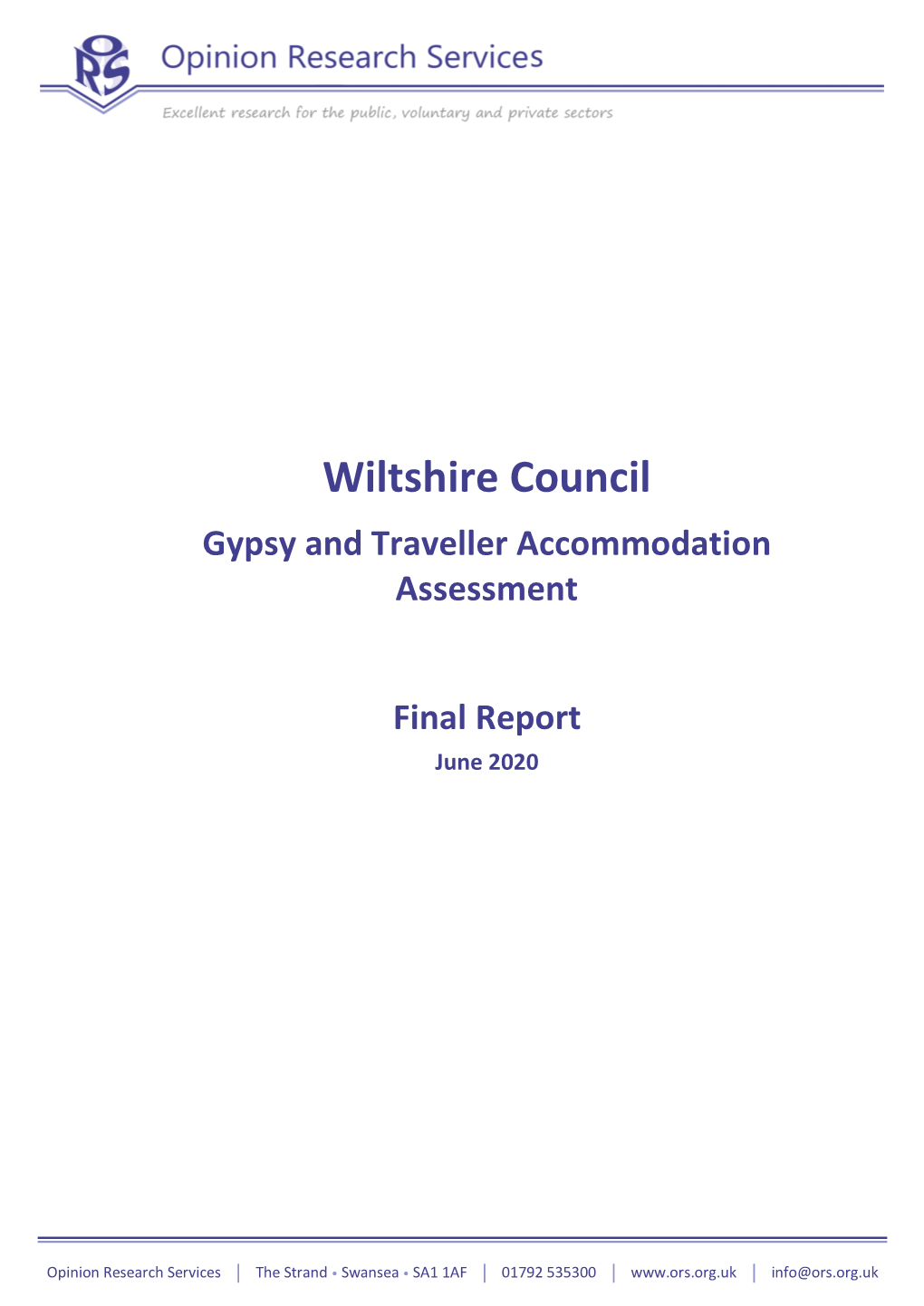 2020 Wiltshire Gypsy and Traveller Accommodation Assessment