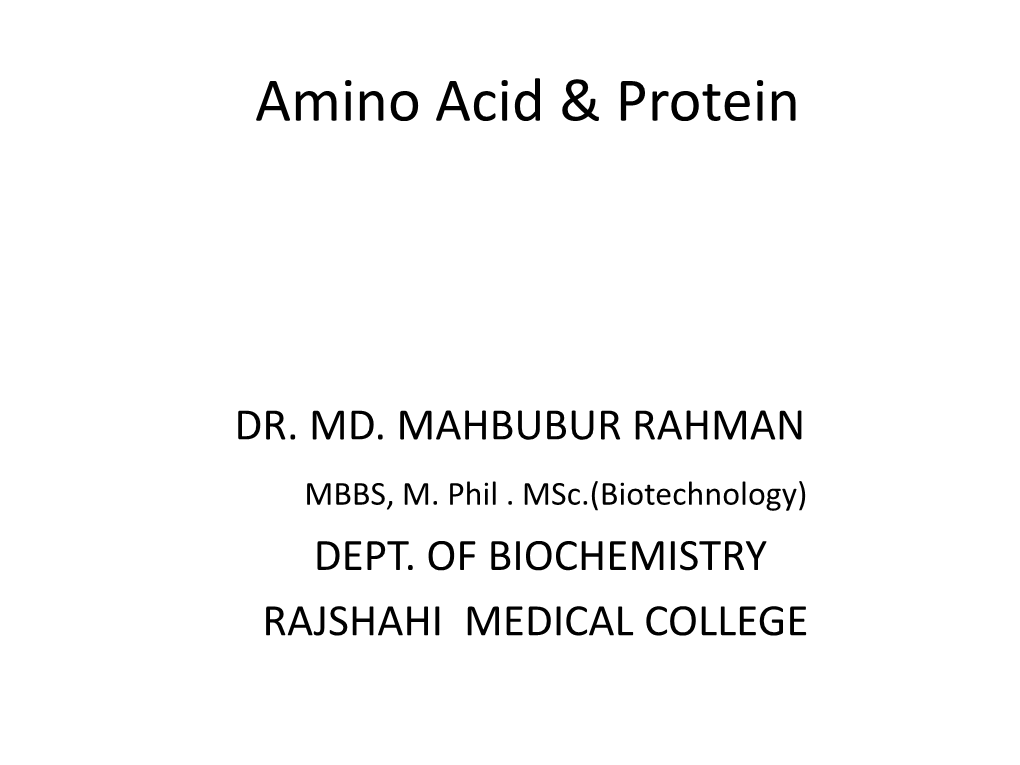 Amino Acid & Protein