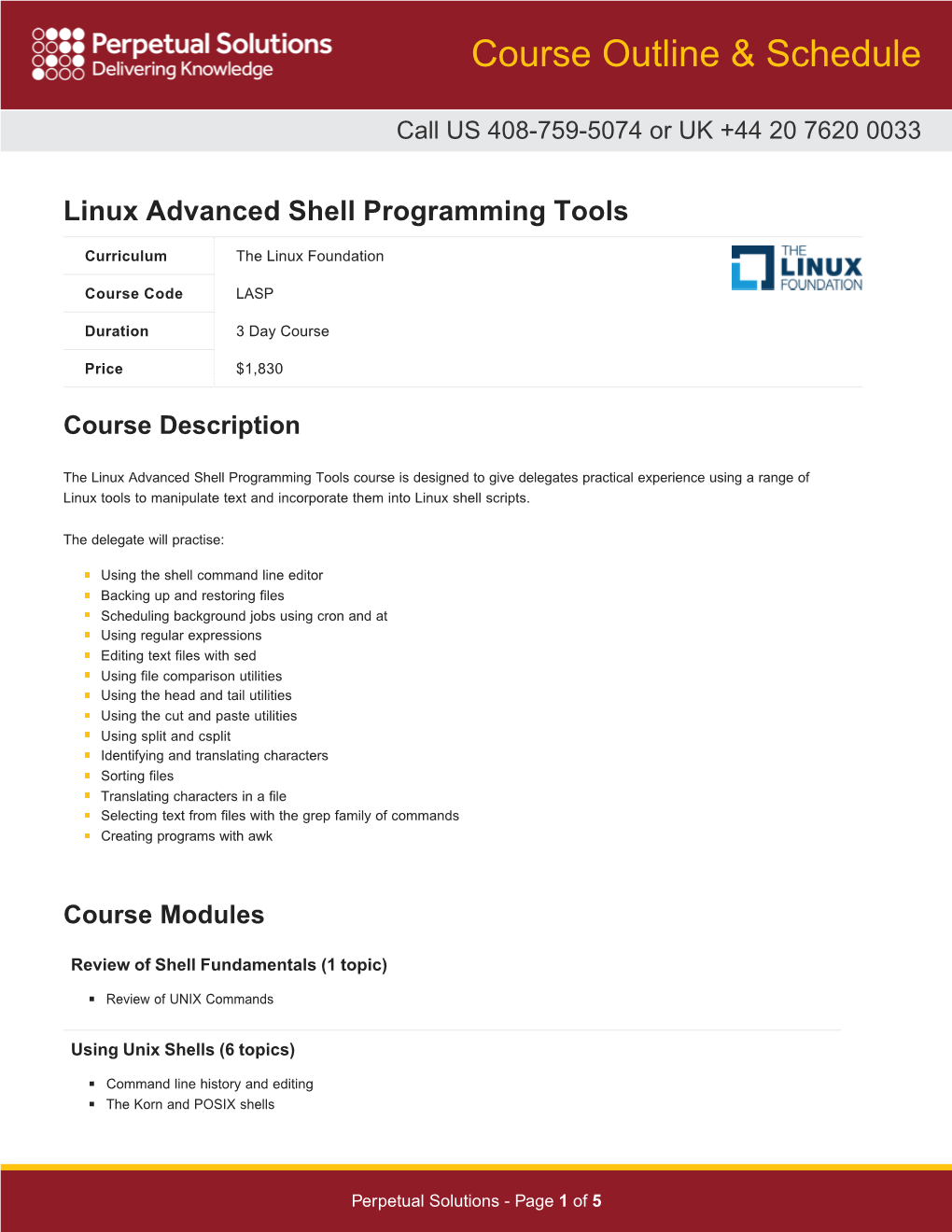 Course Outline & Schedule