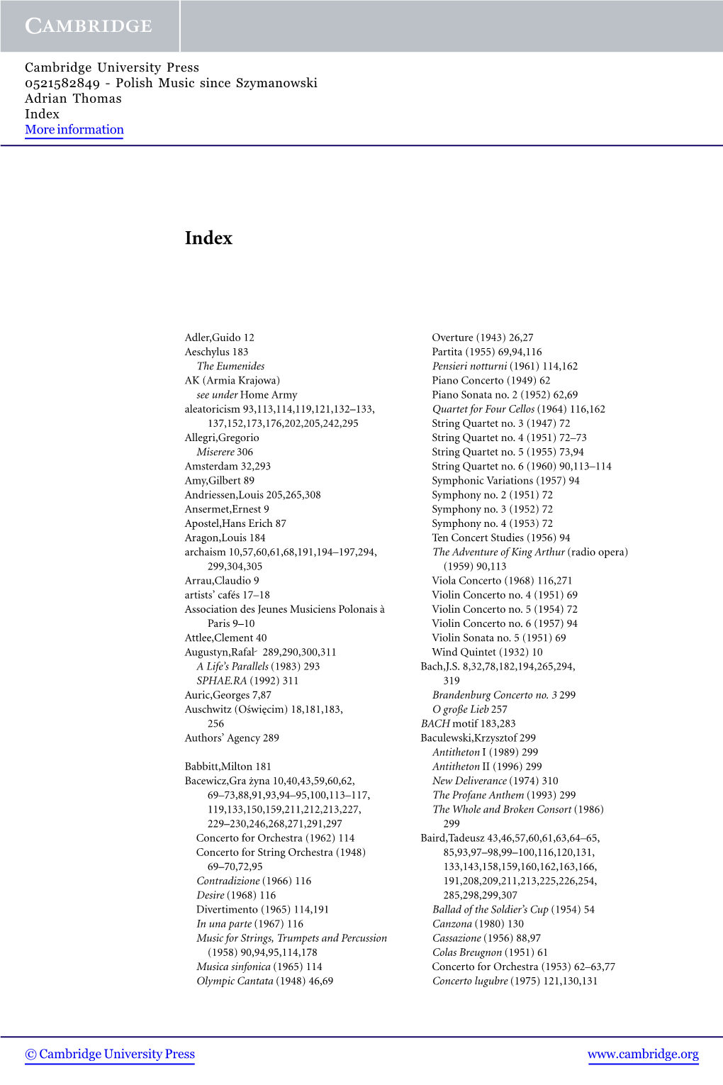 Polish Music Since Szymanowski Adrian Thomas Index More Information