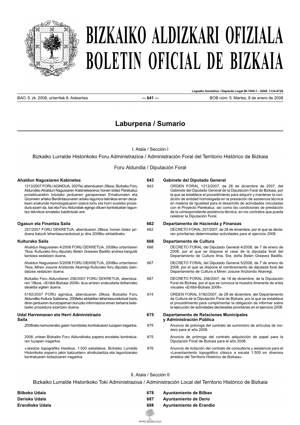 Bizkaiko Aldizkari Ofiziala Boletin Oficial De Bizkaia