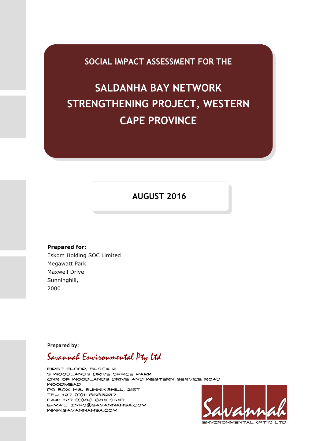 Saldanha Bay Network Strengthening Project, Western Cape Province