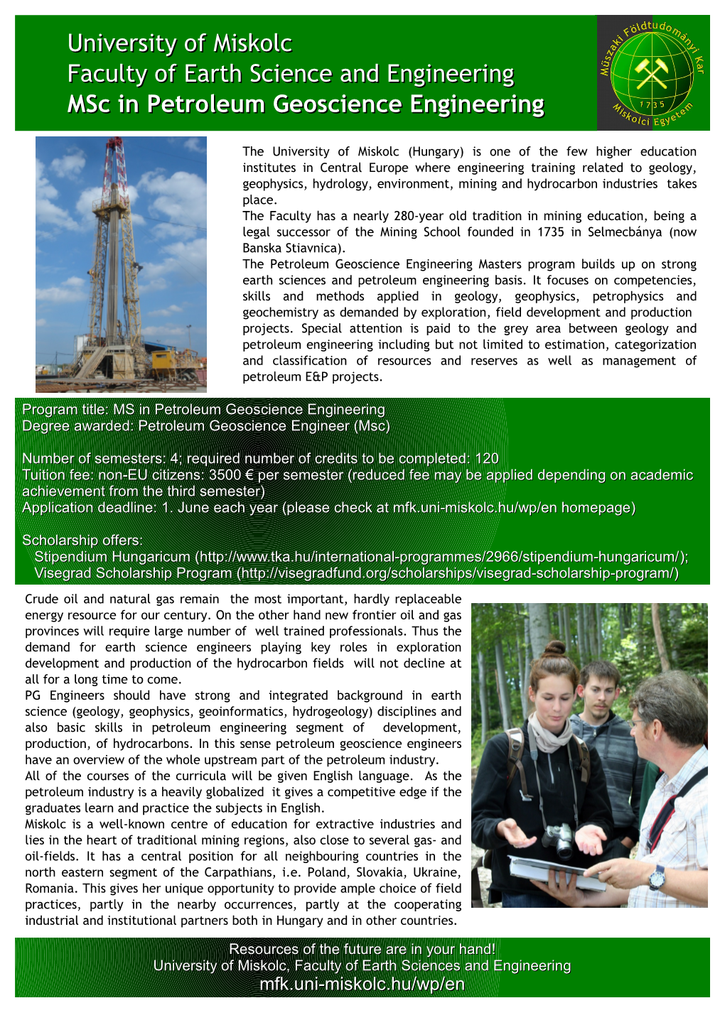 University of Miskolc Faculty of Earth Science and Engineering Msc in Petroleum Geoscience Engineering