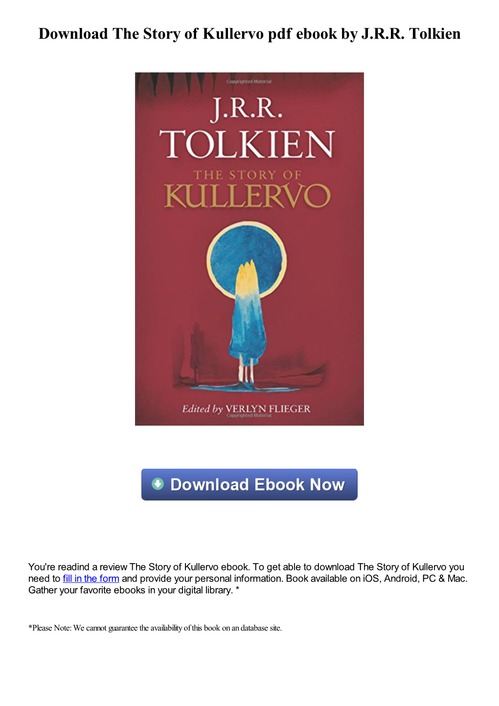 Download the Story of Kullervo Pdf Ebook by J.R.R. Tolkien