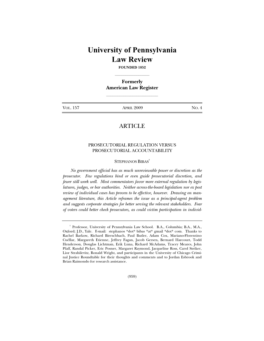 University of Pennsylvania Law Review