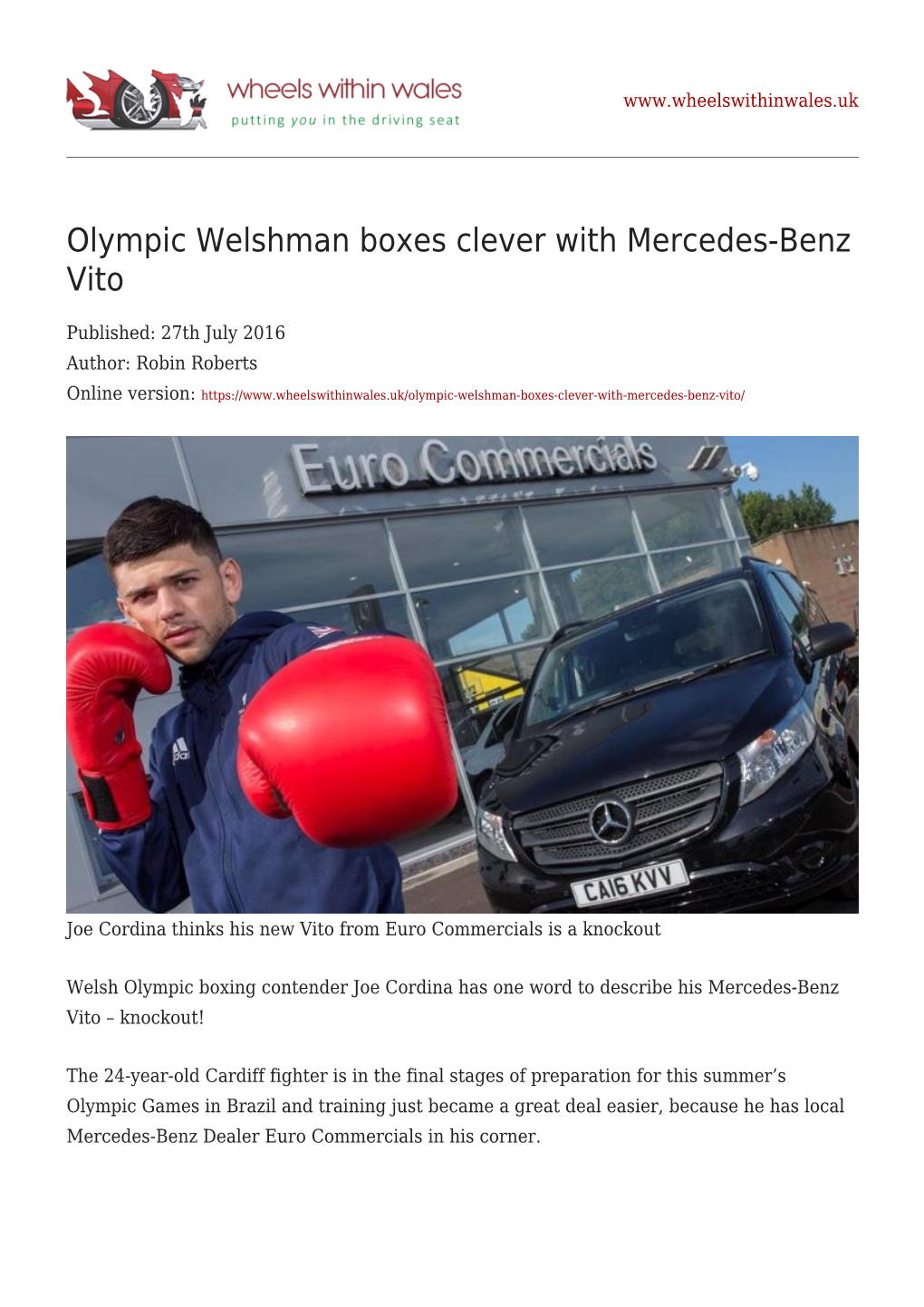Olympic Welshman Boxes Clever with Mercedes-Benz Vito