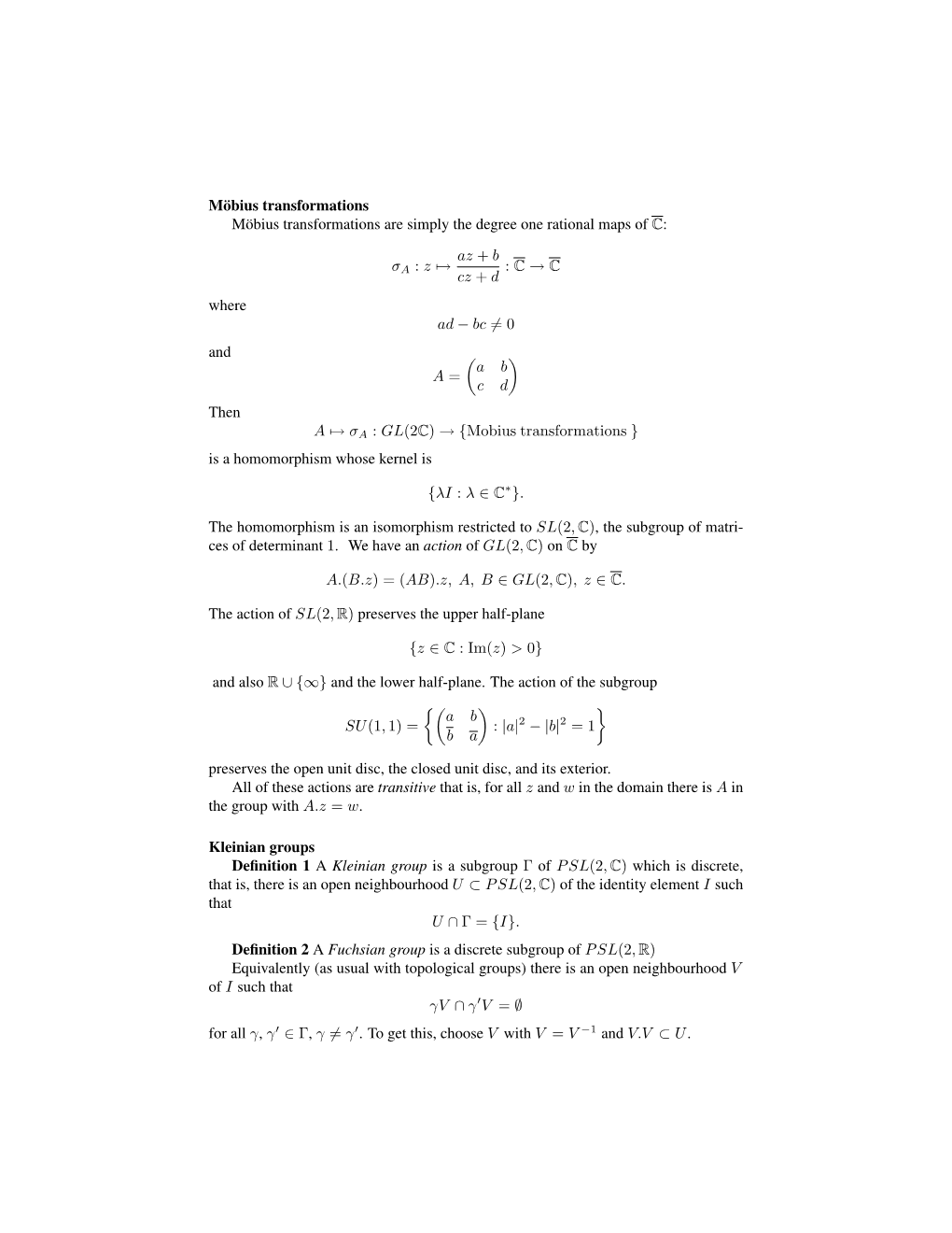 Möbius Transformations