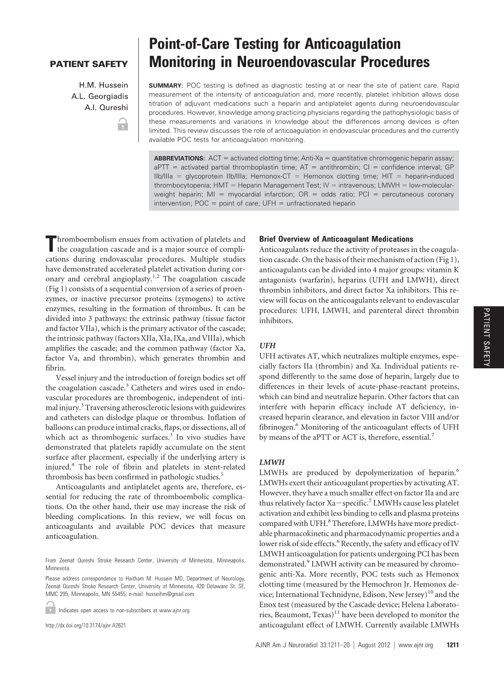 Point-Of-Care Testing for Anticoagulation Monitoring In