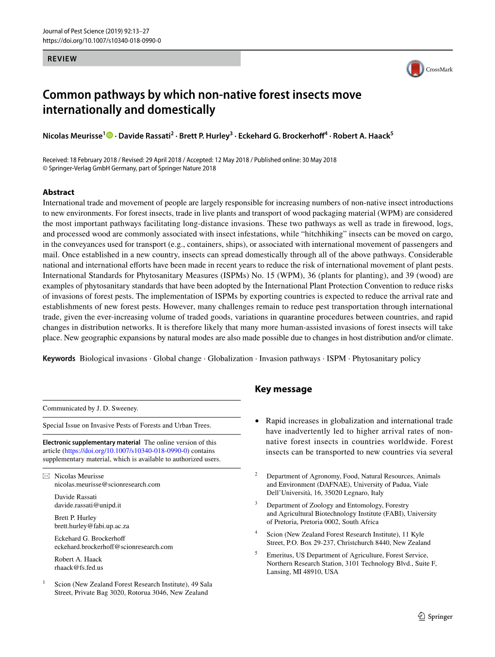 Common Pathways by Which Non-Native Forest Insects Move