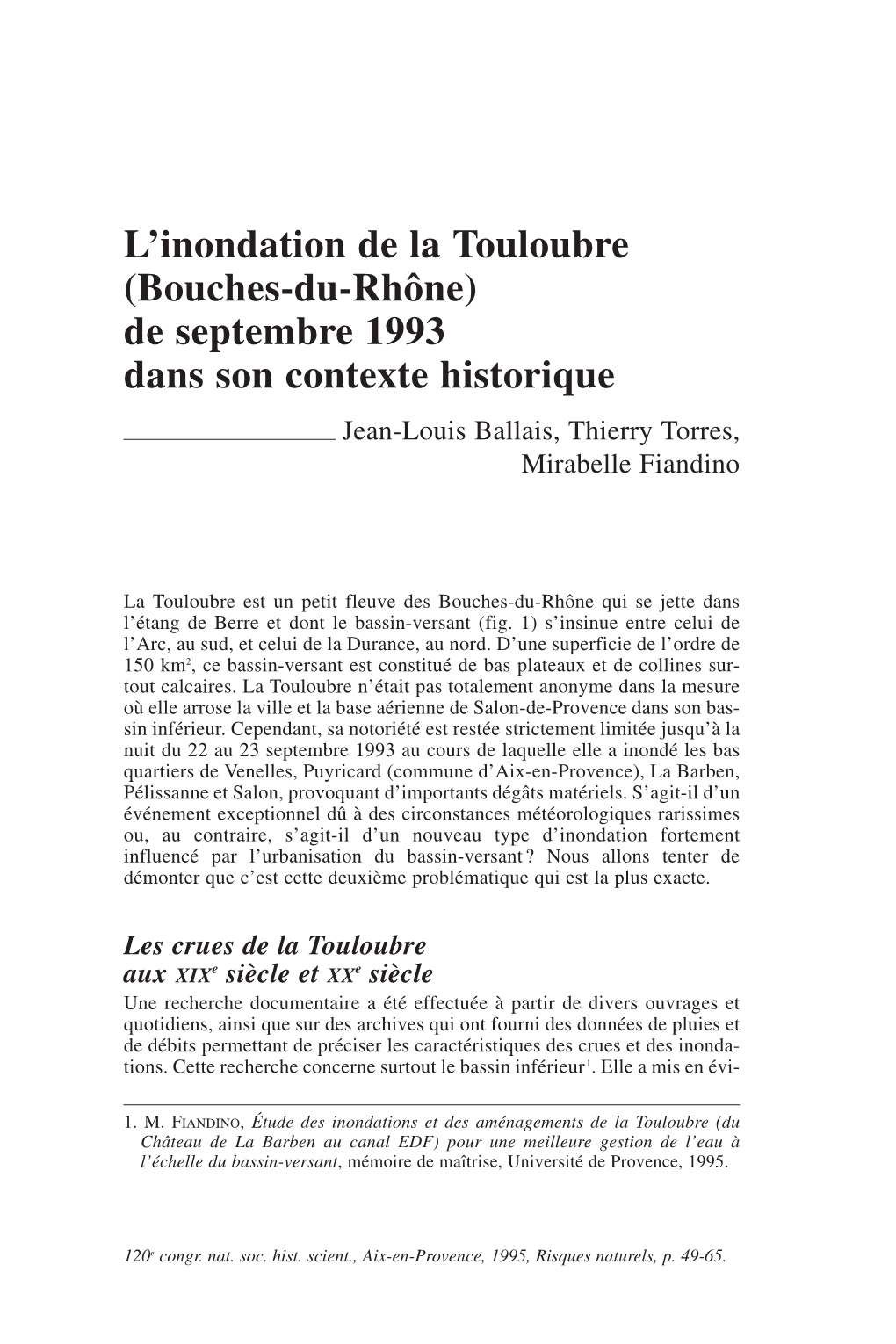 L'inondation De La Touloubre