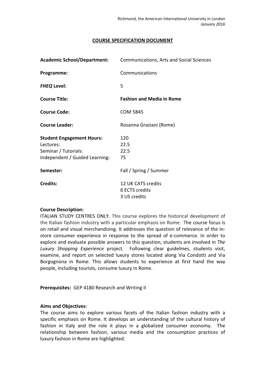 Module Specification