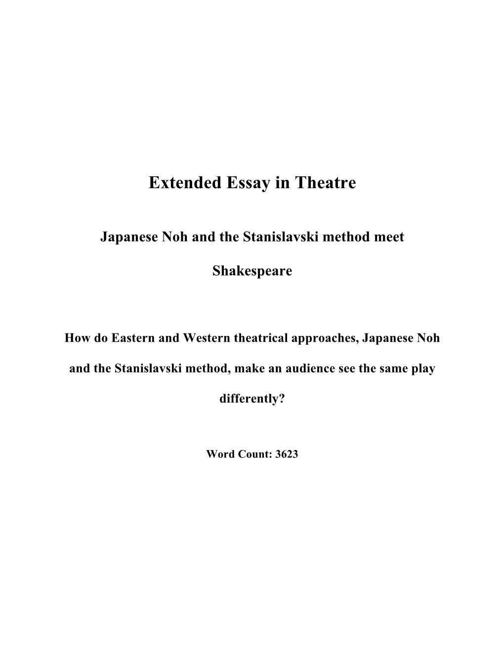 Extended Essay in Theatre