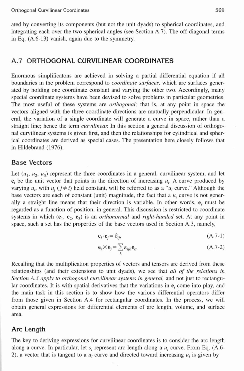 A.7 Orthogonal Curvilinear Coordinates