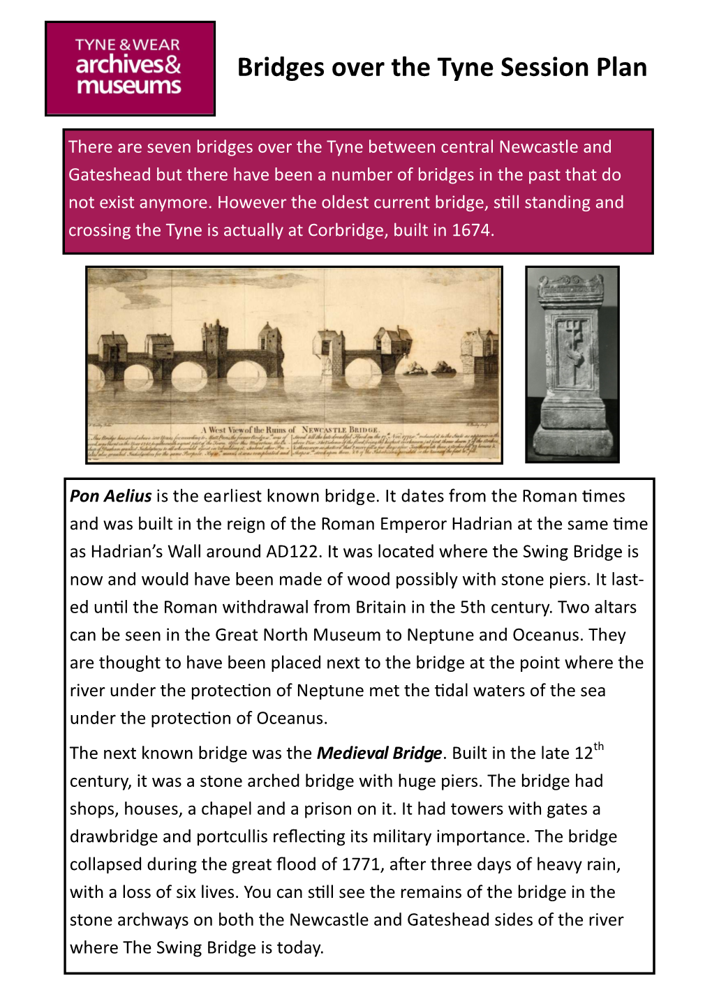 Bridges Over the Tyne Session Plan