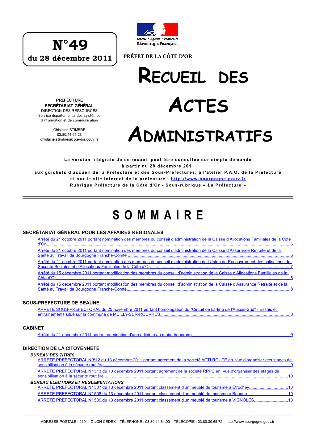 N°49 Recueil Des Administratifs