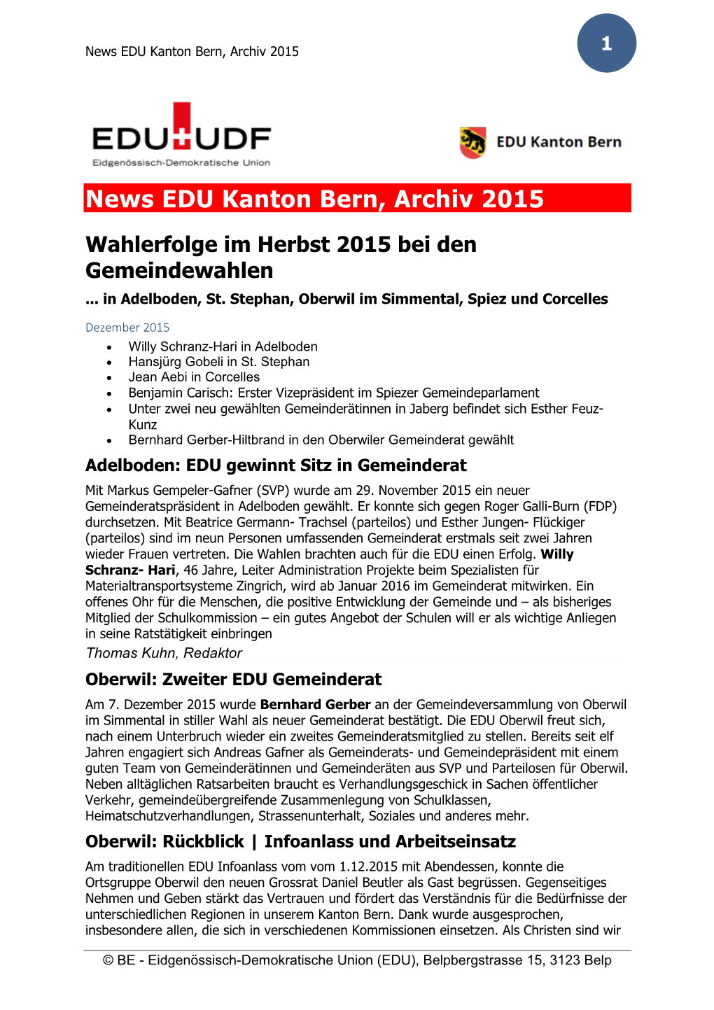 News EDU Kanton Bern, Archiv 2015 1
