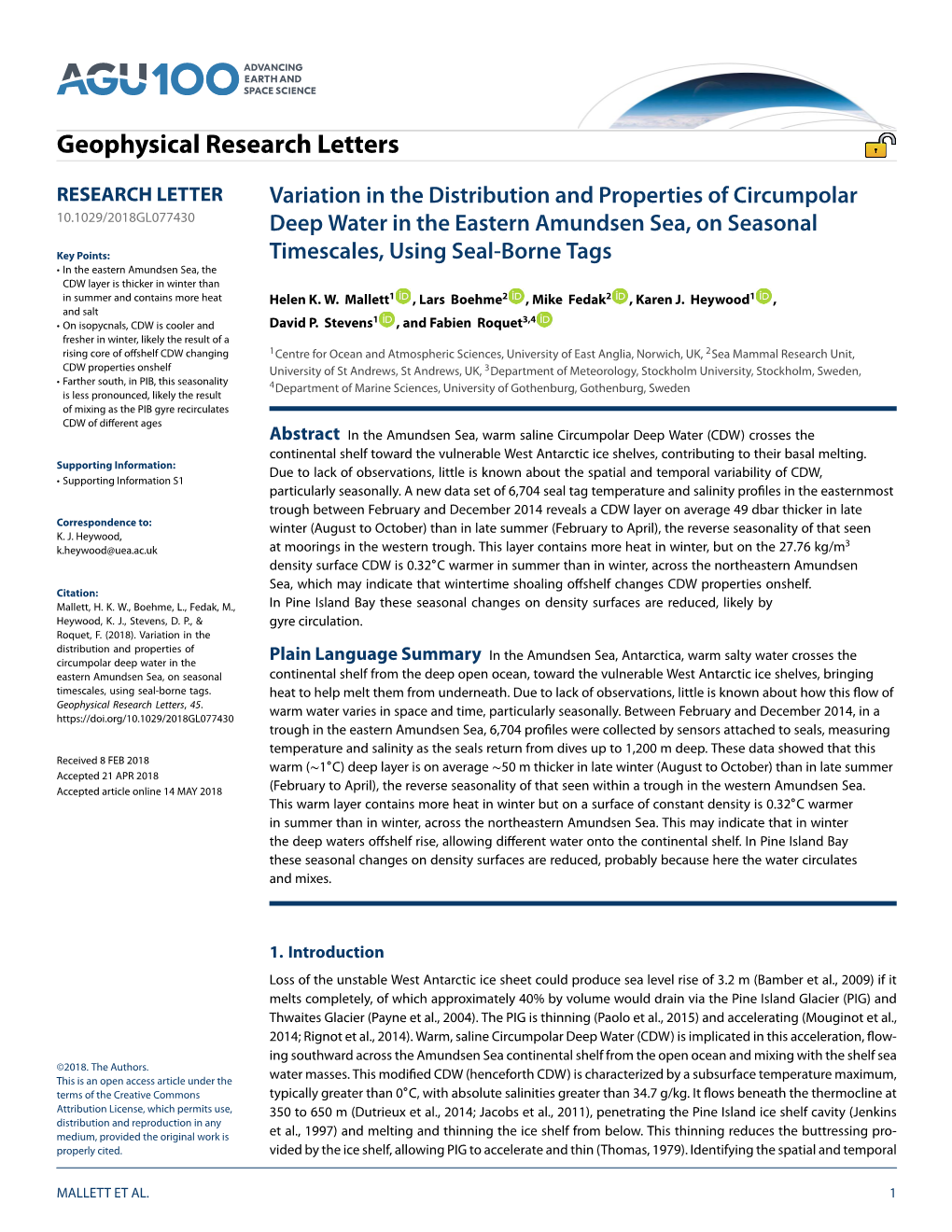 Geophysical Research Letters