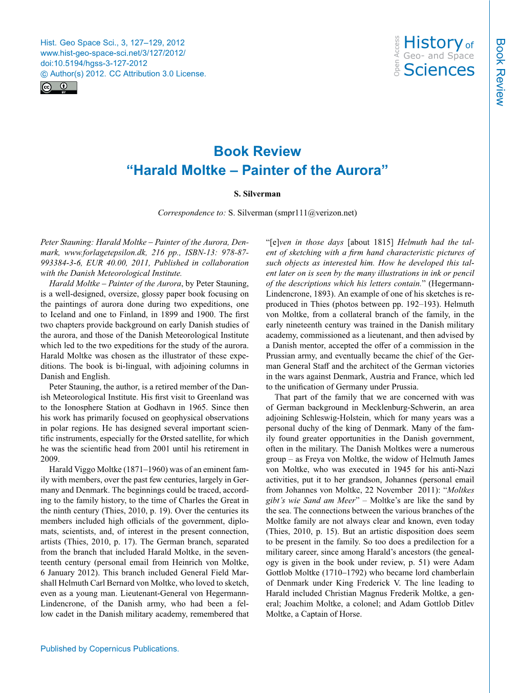 Book Review ''Harald Moltke – Painter of the Aurora'