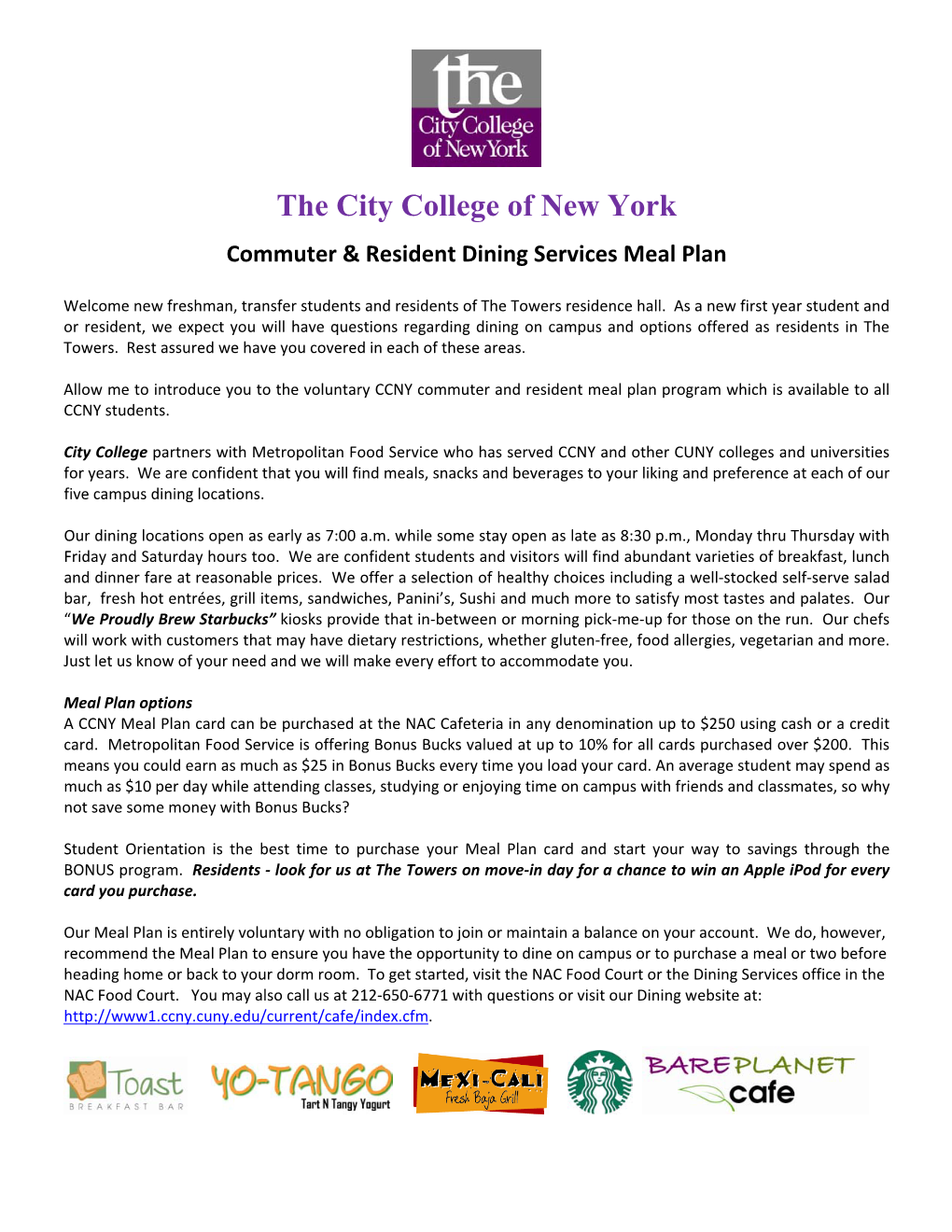 The City College of New York Commuter & Resident