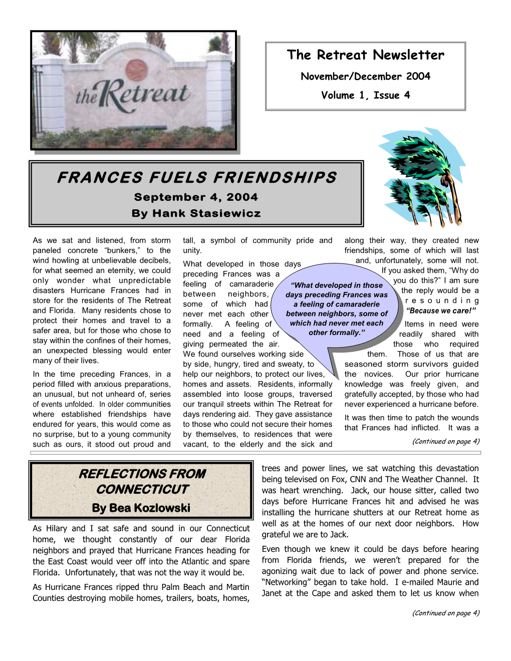 November/December 2004 Newsletter