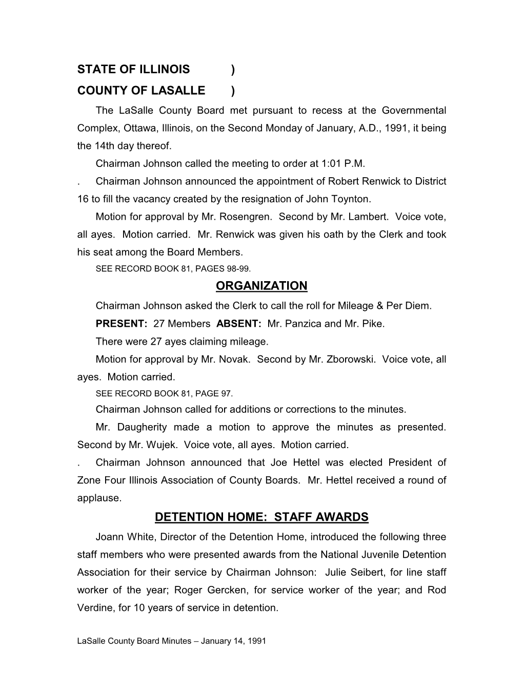 Lasalle County Board Minutes