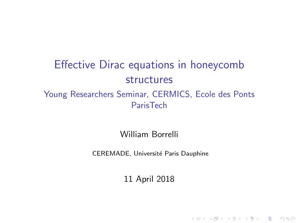 Effective Dirac Equations in Honeycomb Structures