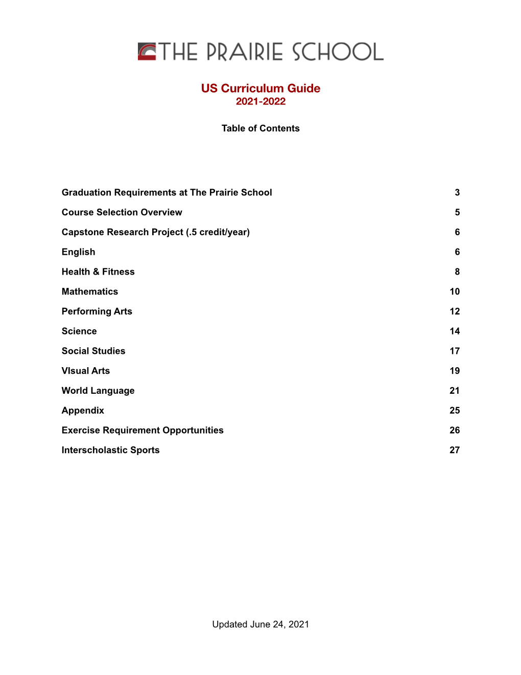 US Curriculum Guide 2021-2022