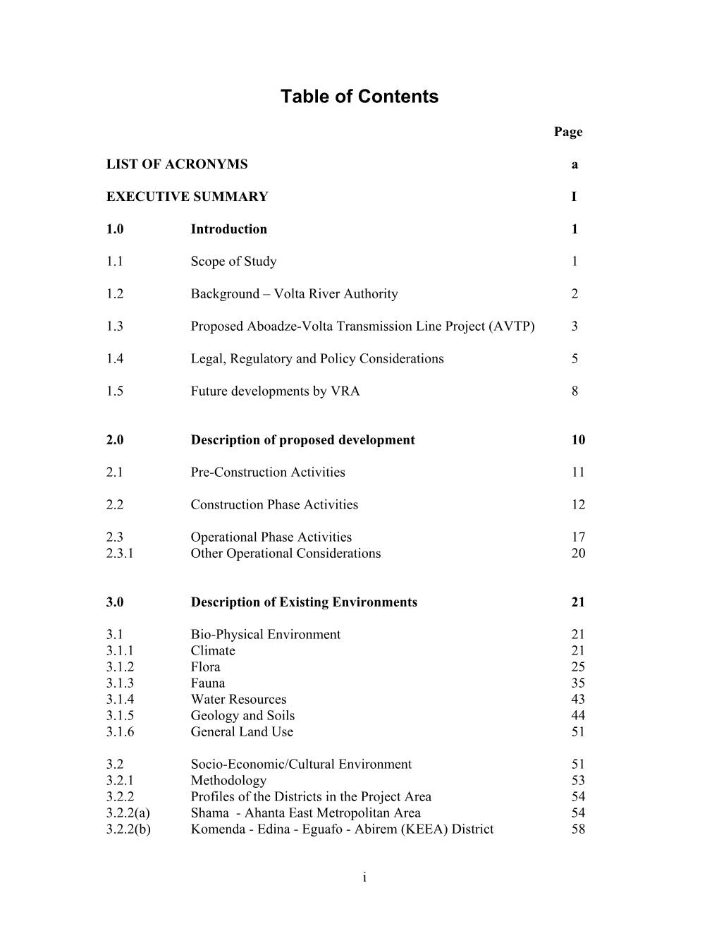 Table of Contents