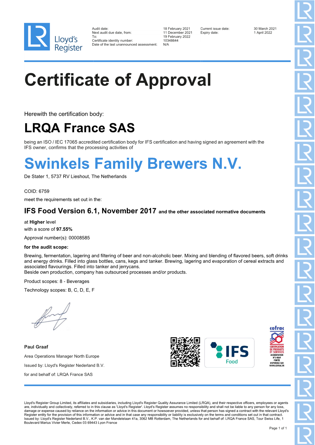 Certificate of Approval