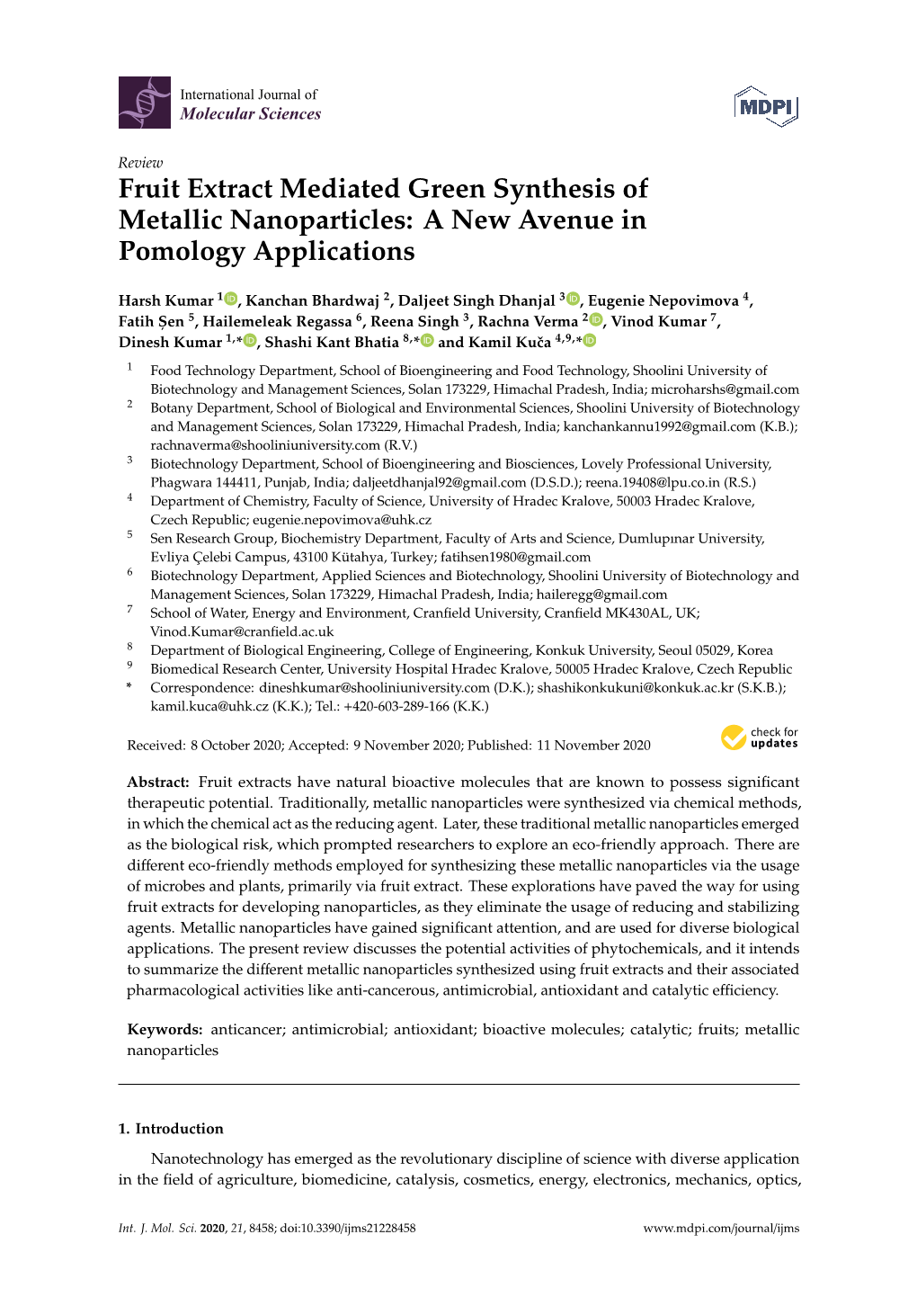 Fruit Extract Mediated Green Synthesis of Metallic Nanoparticles: a New Avenue in Pomology Applications