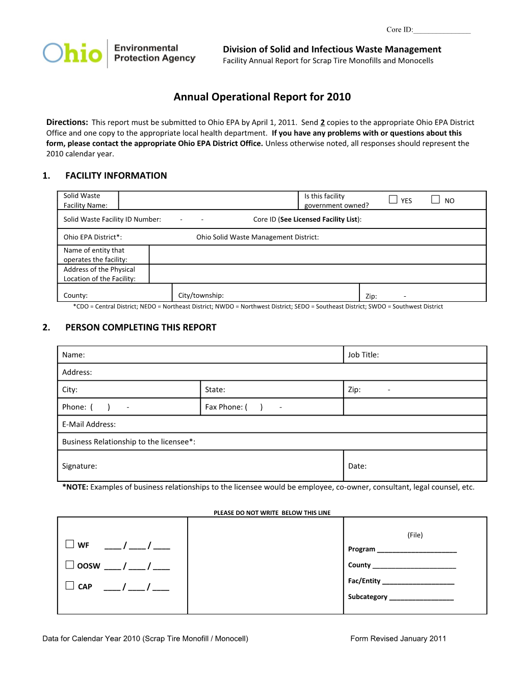 Annual Operational Report For 2003