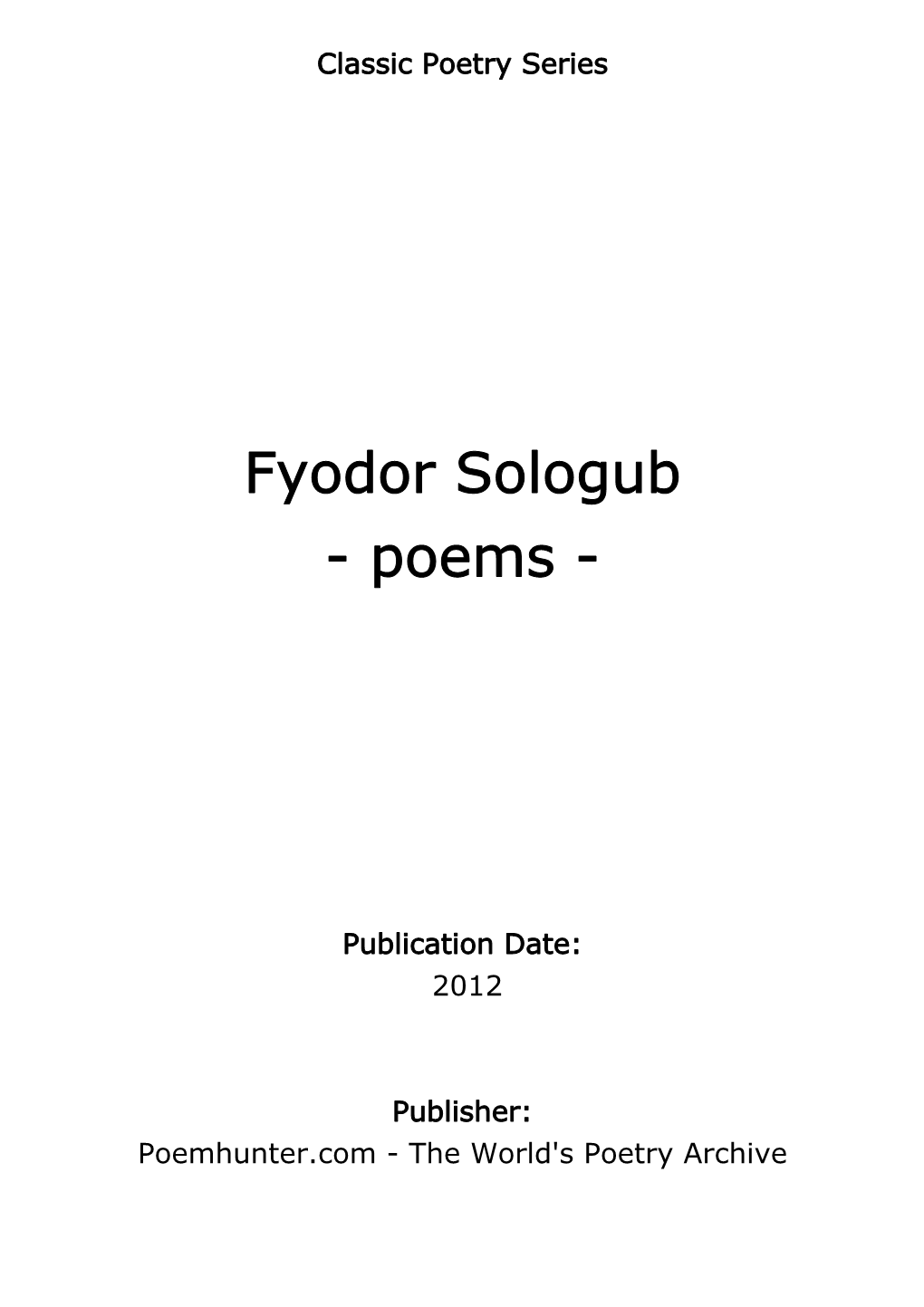 Fyodor Sologub - Poems