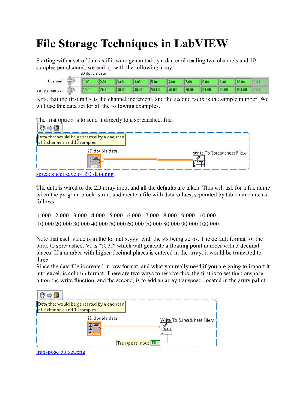 File Storage Techniques in Labview