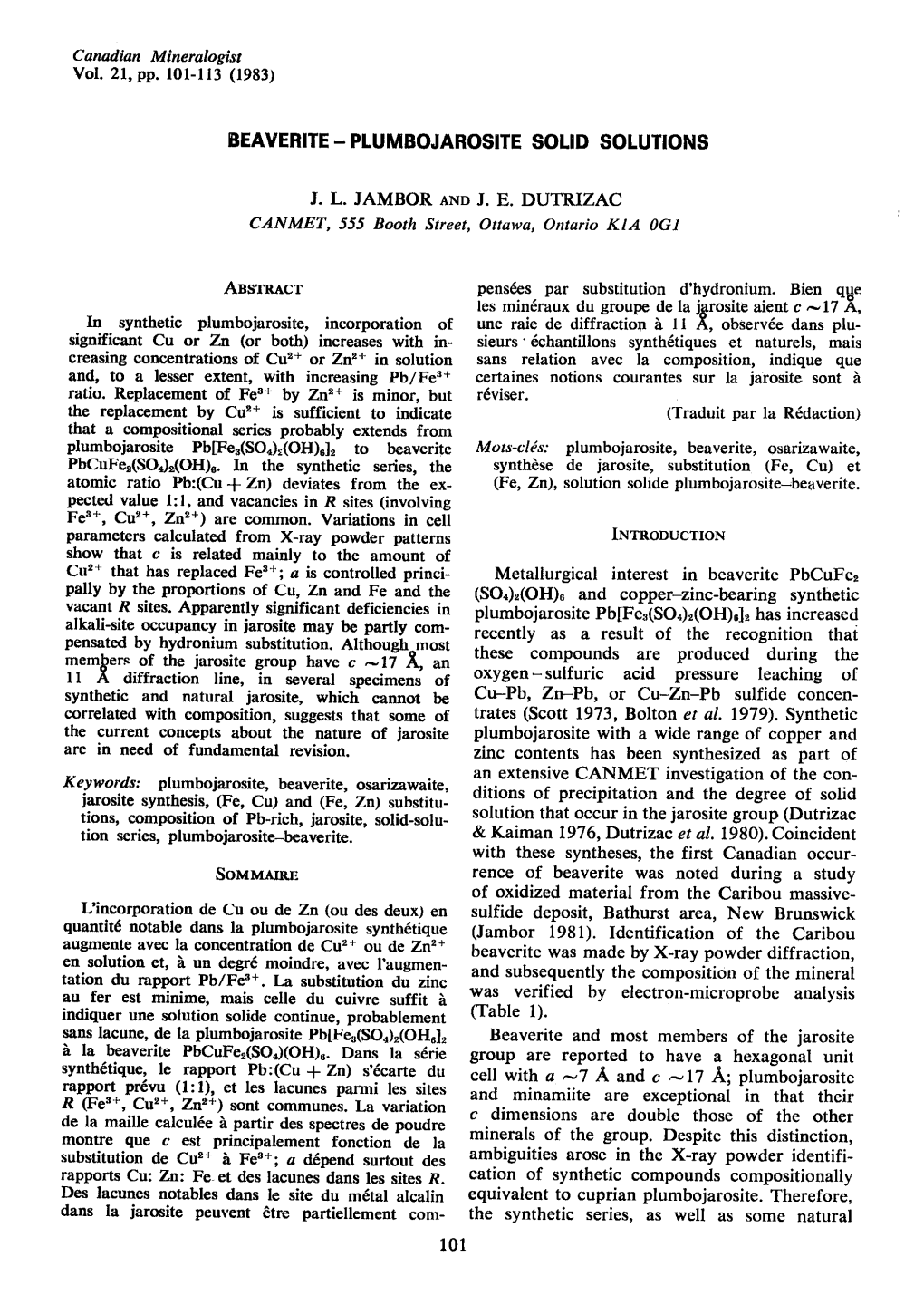 Beaverite- Ptumbojarosite Solid Solutions