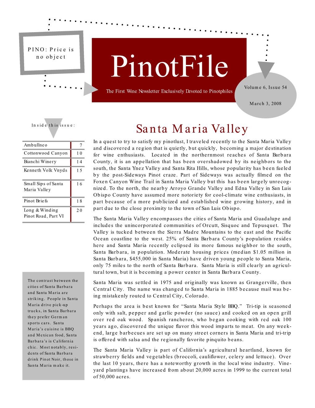 Pinotfile, Vol 6, Issue 54