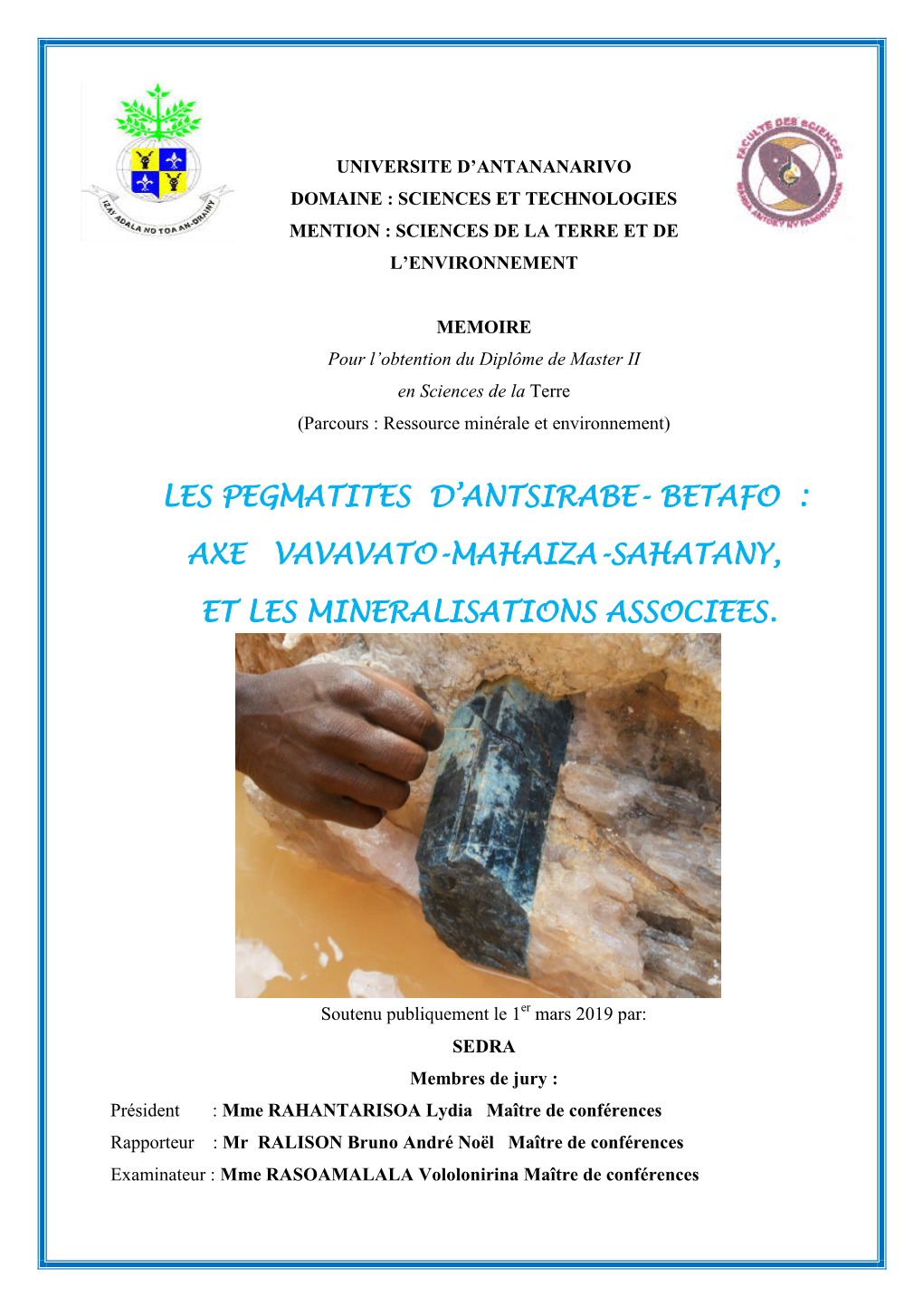 Les Pegmatites D'antsirabe- Betafo : Axe Vavavato